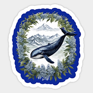 Physeter macrocephalus Whale With Mountain Laurel Sticker